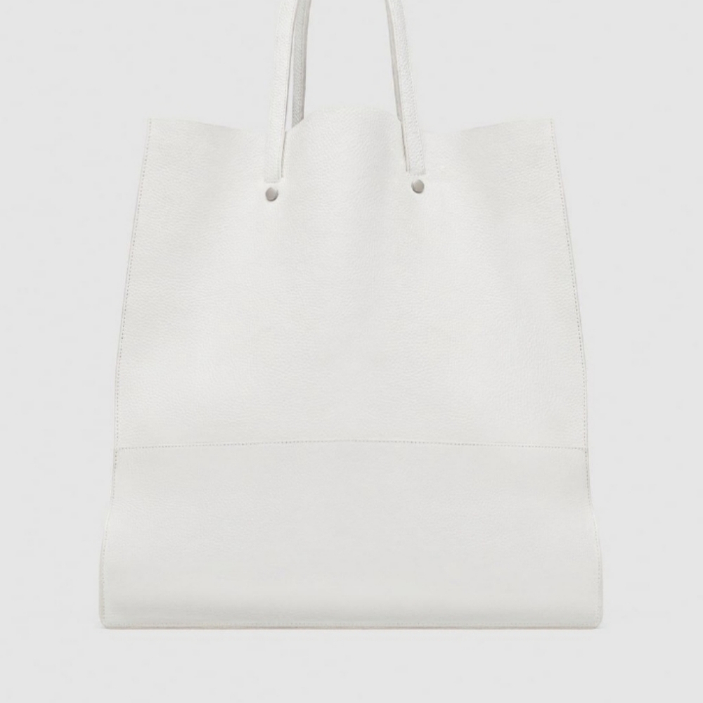 Zara Large White Leather Tote Gem